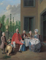 Group portrait of the van den Bosch family, dining by a house, a topiary garden beyond - Jan Jozef, the Younger Horemans