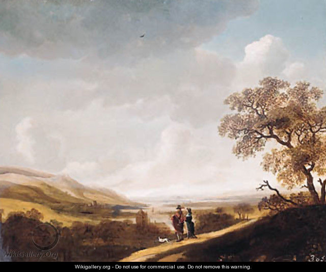 An elegant couple standing above a valley - Jan Looten