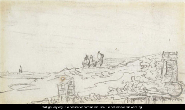 Three figures on a dyke - Jan van Goyen