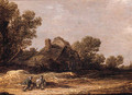 Peasants resting on a track by a farm - a fragment - Jan van Goyen