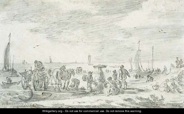 Fishermen on the beach at Scheveningen - Jan van Goyen