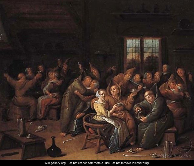 Monks merrymaking in a tavern - Jan Miense Molenaer