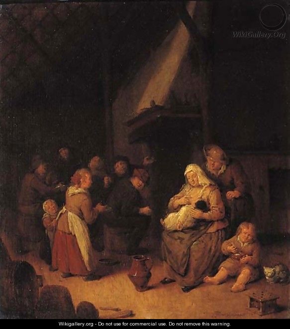 A peasant family in a barn - Jan Miense Molenaer