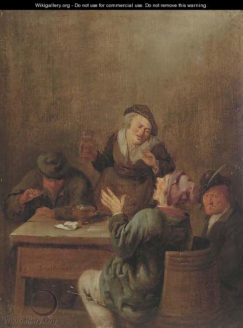 Peasants smoking and drinking by a table - Jan Miense Molenaer