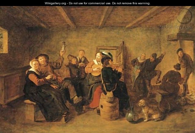 Peasants drinking and making music in a tavern - Jan Miense Molenaer