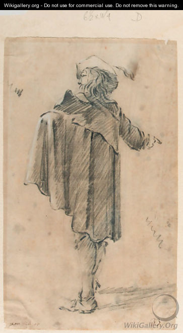 A man in a cape wearing a hat, seen from the side - Jan Miel