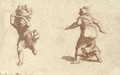 A running figure with flying draperies, and a female figure seen from behind - Jan de Bisschop