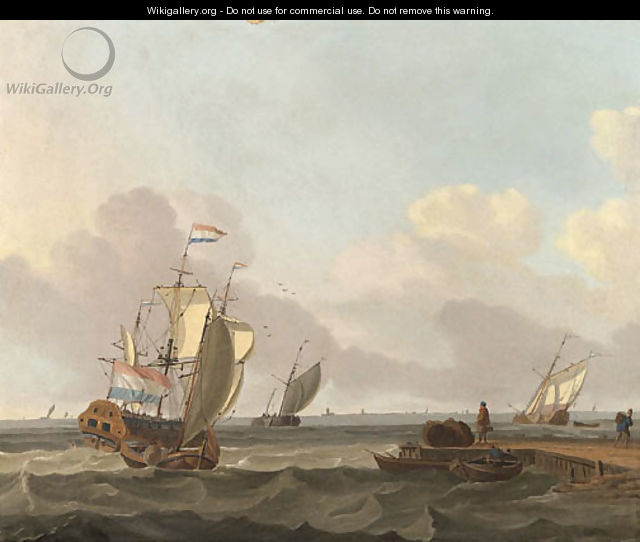 Shipping in a Choppy Sea off a Jetty - Jan Claes Rietschoof
