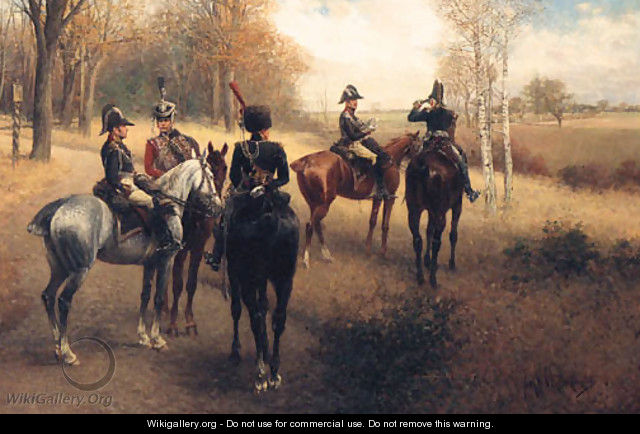 Prussian Staff And Cavalry Officers On Reconnaissance - Jan van Chelminski