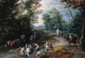 A wooded landscape with travellers - Jan The Elder Brueghel