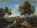 A classical landscape with figures by ruins - Jan Frans van Orizzonte (see Bloemen)
