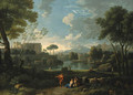 An Italianate landscape with a lakeside - Jan Frans van Orizzonte (see Bloemen)