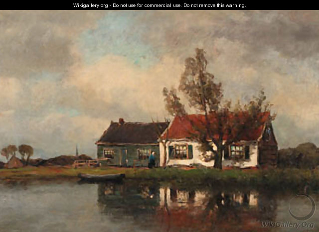 A farm along a river - Jan Hillebrand Wijsmuller