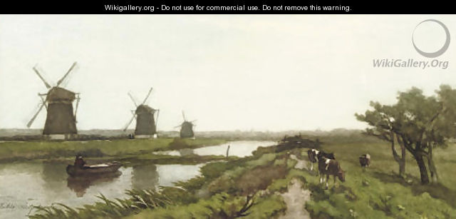 Windmills in a polder landscape - Jan Hendrik Weissenbruch