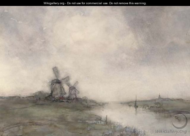 Polder landscape with windmills - Jan Hendrik Weissenbruch