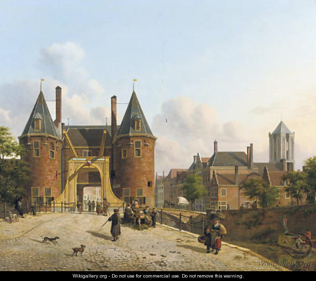 View of the Weerdpoort in Utrecht with the St. Jacobskerk in the distance - Jan Hendrik Verheyen