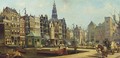 A view on the Damrak and the Beurs van Berlage, Amsterdam - Johan Gerard Smits