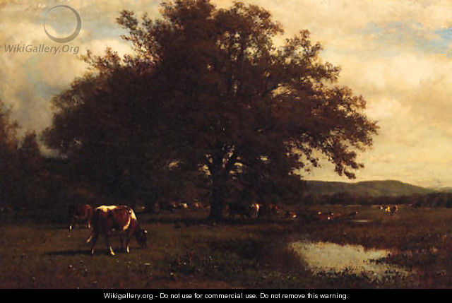 Cattle grazing before a Pond - James McDougal Hart