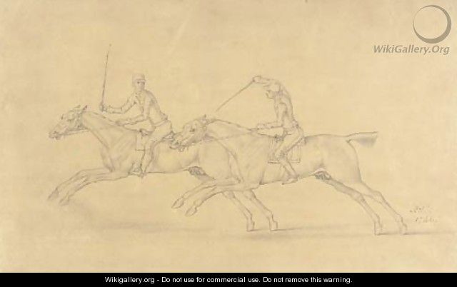 A pair of galloping horses with their jockeys - James Seymour