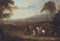 An Elegant Hunting Party in an Extensive Landscape - James Ross
