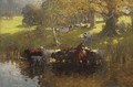 Cattle watering on a summer's day - James Wallace