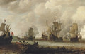 A naval battle between Dutch and Spanish men o'war - Jan Abrahamsz. Beerstraaten