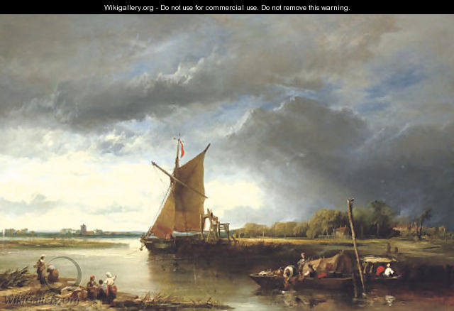 A Barge in a Norfolk Landscape - James Webb