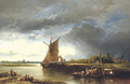 A Barge in a Norfolk Landscape - James Webb