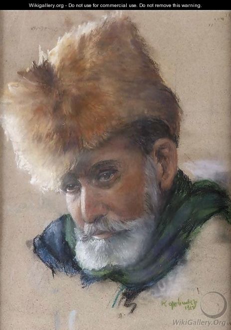 Portrait of a bearded Man in a fur Hat - Russian School