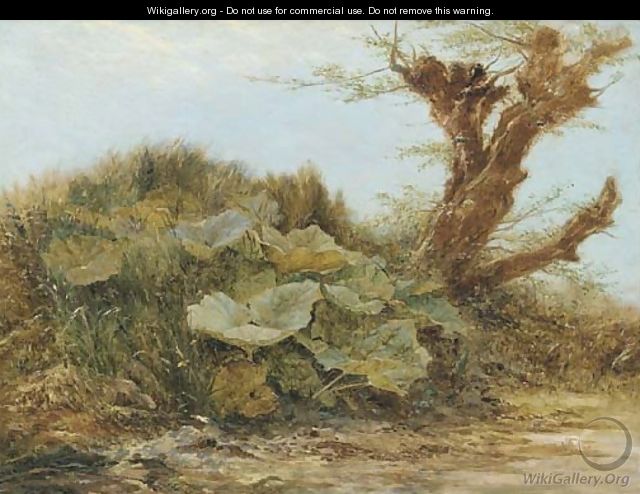 Study of a Butter Burr and a Pollarded Willow - Samuel Bough