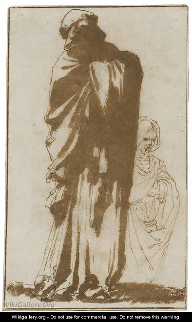 Two women wearing long cloaks - Salvator Rosa
