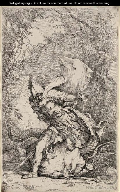 St. William of Malevale and Albert, Companion to St. William, tied to a Tree - Salvator Rosa