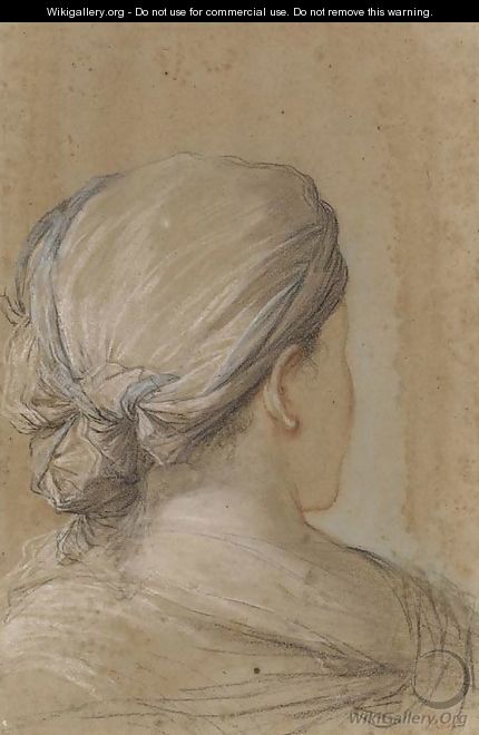 A woman, bust-length, seen from behind en profil perdu - Salvator Rosa