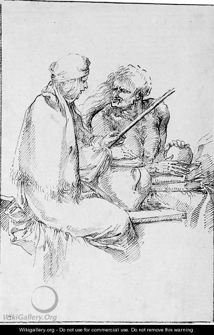 A sorcerer, seated, in conversation with a hag - Salvator Rosa