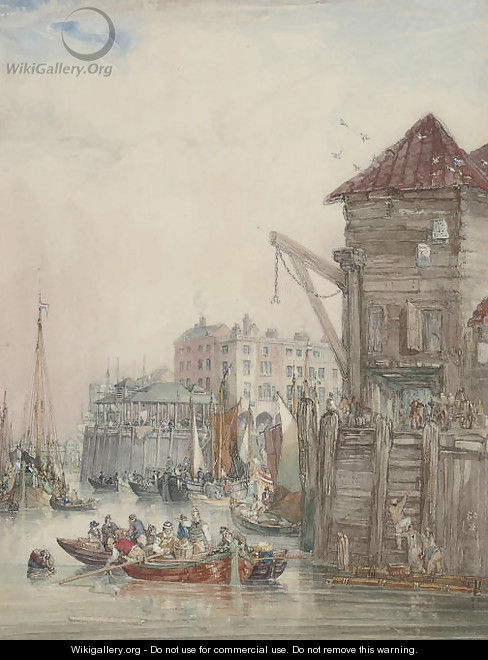 A busy day on the Thames, the wharves at Limehouse - Samuel Owen