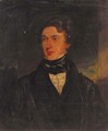 Portrait of a gentleman, half-length, in a black coat and bow tie, in a landscape - Samuel Howell