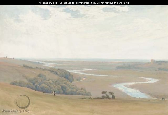 On the Sussex Downs, above Lancing - Robert Thorne Waite