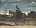 A landscape with a cloaked figure riding a donkey - (after) Annibale Carracci