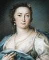 Portrait of a lady, bust-length, in a silver dress with a blue shawl - Rosalba Carriera