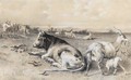 Cattle and goats in a landscape - Rosa Bonheur