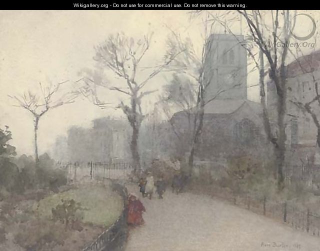 A misty morning, Chelsea Old Church - Rose Barton