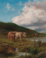Cattle watering in a highland landscape - Robert Gallon