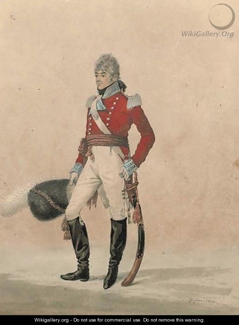 Portrait of Capt John Elliot, standing, full-length, with his sword at his side - Robert Dighton
