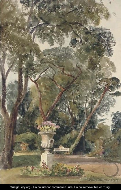 A classical urn in the garden of Down Hall, Essex - Harriet Cheney
