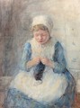 A girl knitting - Robert Gemmell Hutchison