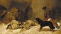 Lost, a shepherd with a dog and sheep in a snowy landscape - Richard Ansdell