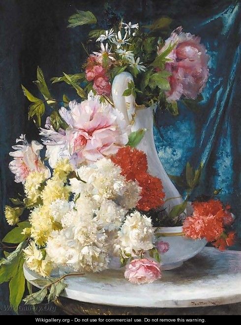 Summer flowers in a glass pitcher and bowl - Ricardo Marti