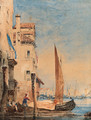 Boats on a canal, Venice - Richard Parkes Bonington