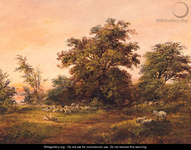 Sheep grazing at the Edge of a Copse - Robert Burrows