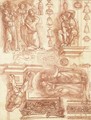 Studies after Michelangelo and other artists, with sketches of capitals, friezes and vases - Robert Ango